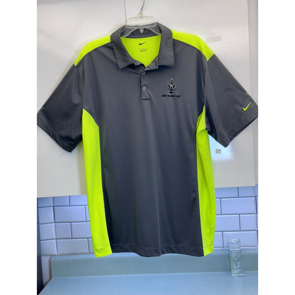Nike Golf Polo Shirt Mens XL Grey Neon Volt 2022 Warren Cup Performance - Picture 4 of 10